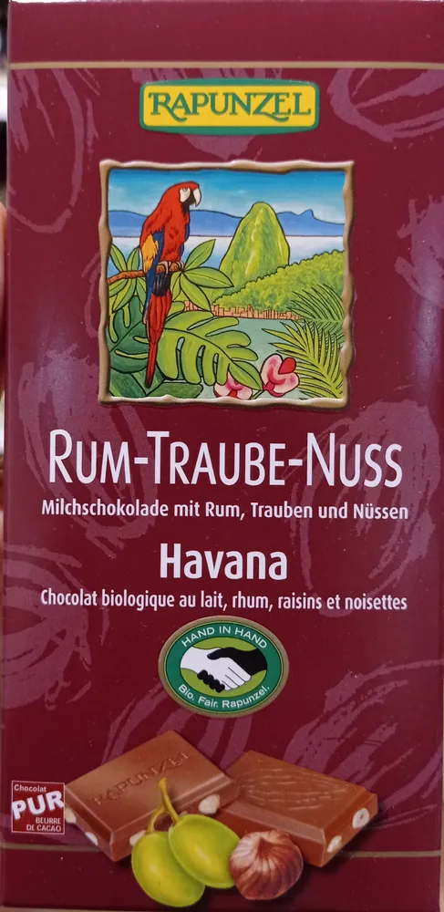 Havana chocolat au lait rhum raisin noisettes