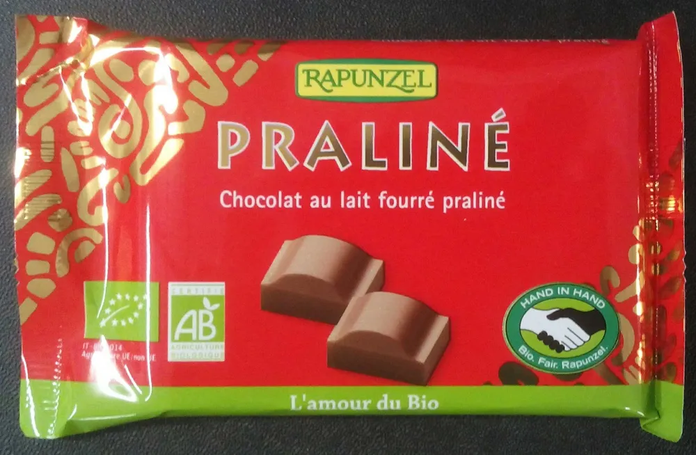 Chocolat au lait fourré praliné