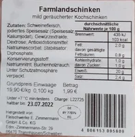 Farmlandschinken mild geräucherter Kochschinken