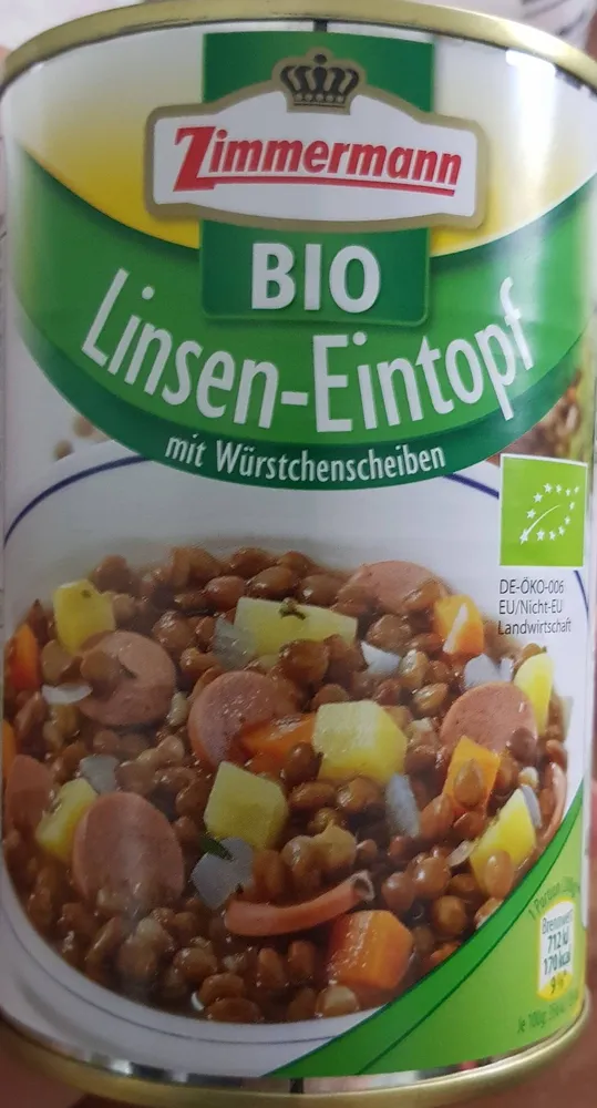 Zimmermann Bio Linsen-Eintopf mit Würstchenscheiben