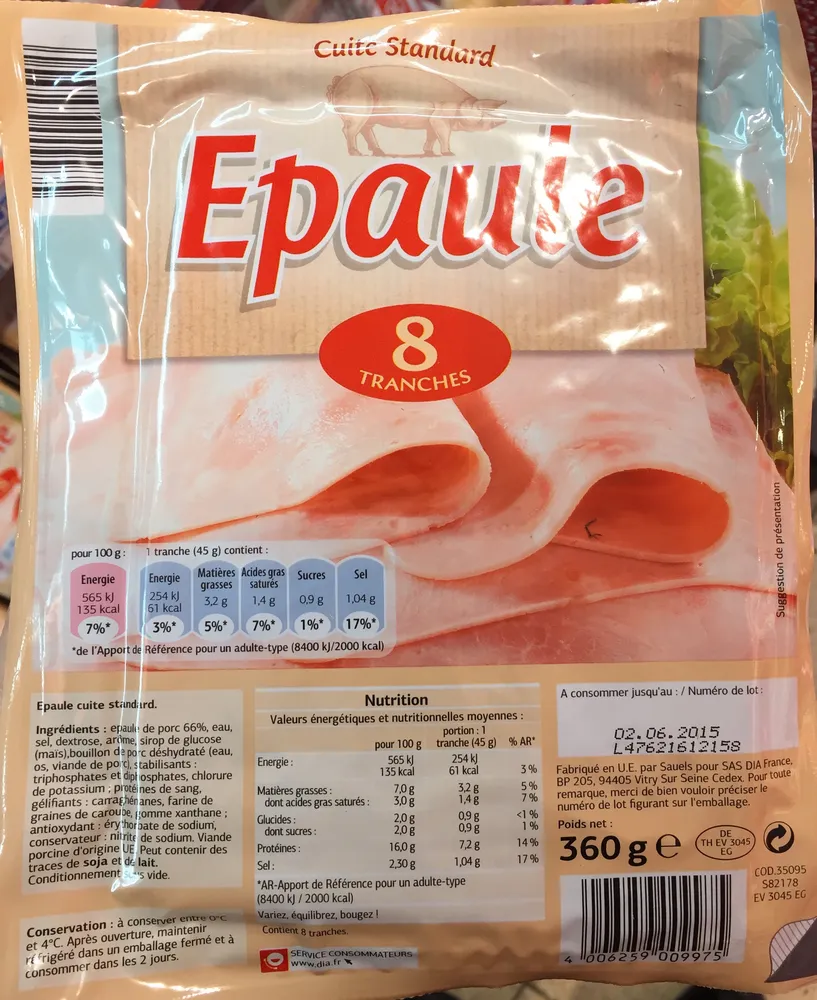 Épaule cuite standard