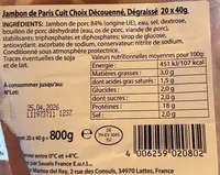 Jambon de Paris cuitchoix découéné, dégraissé 20x40g