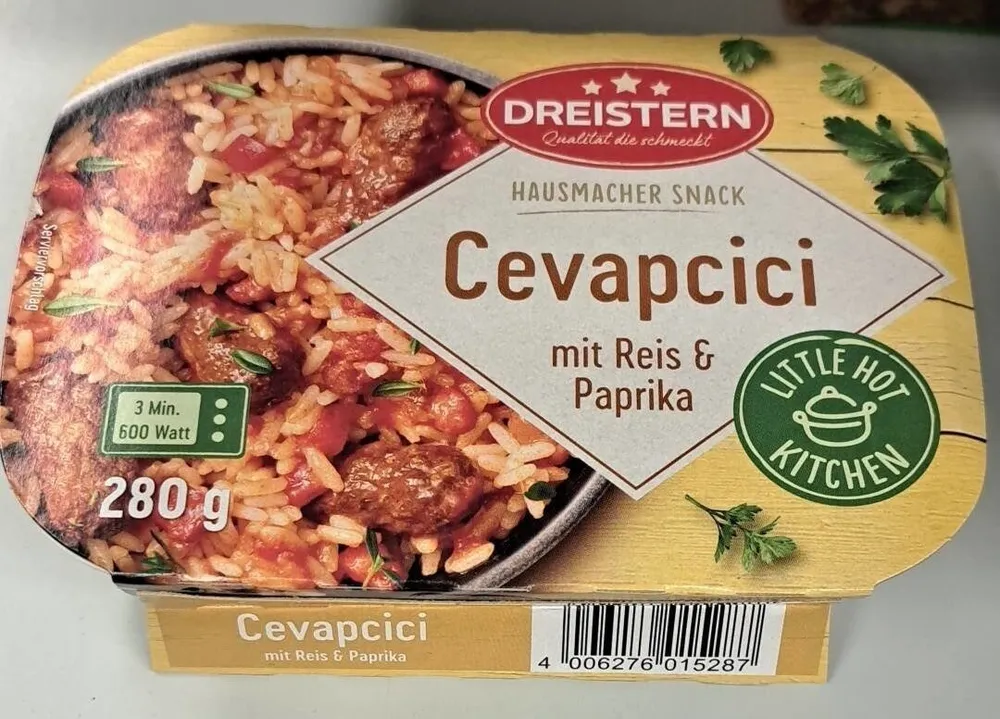 Cevapcici mit Reis und Paprika