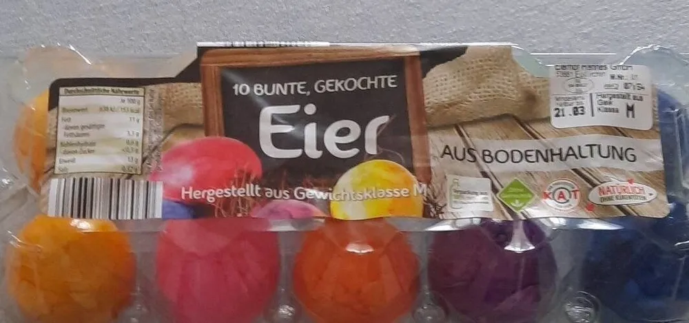 10 Bunte gekochte Eier