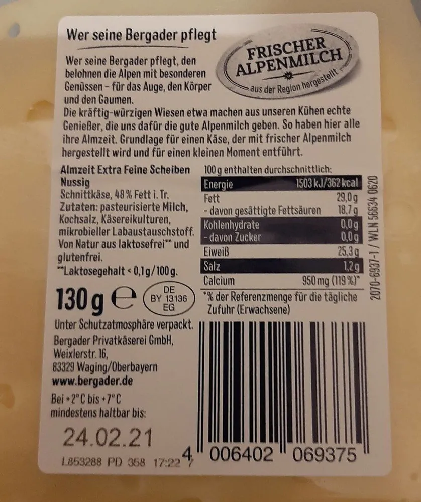 Almzeit extra feine Scheiben nussig