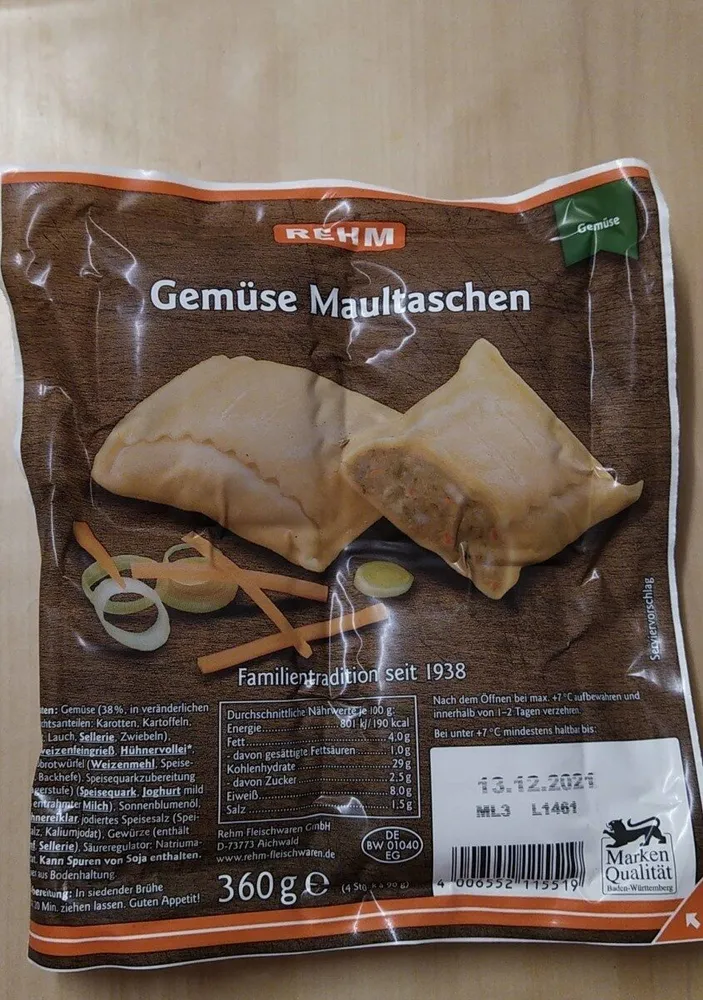Gemüse Maultaschen