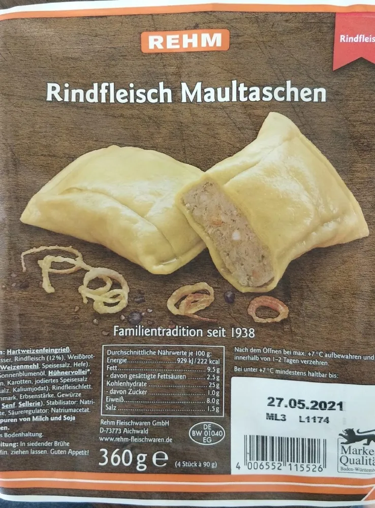 Rindfleisch Maultaschen