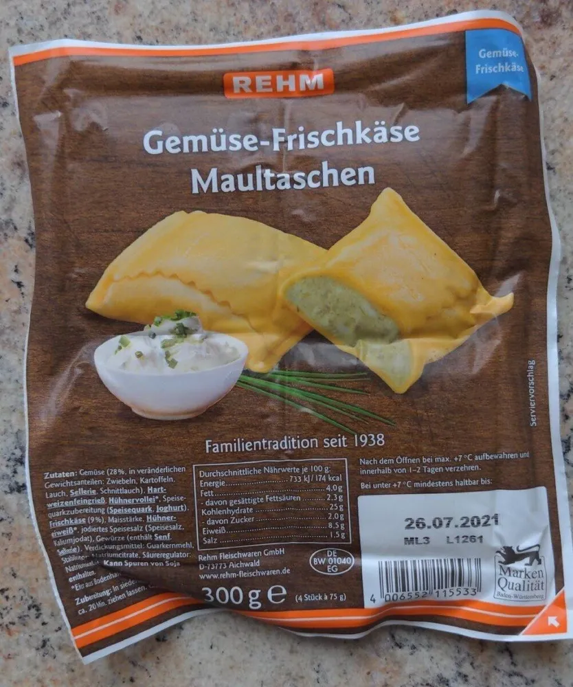 Rehm Gemüse-Frischkäse Maultaschen