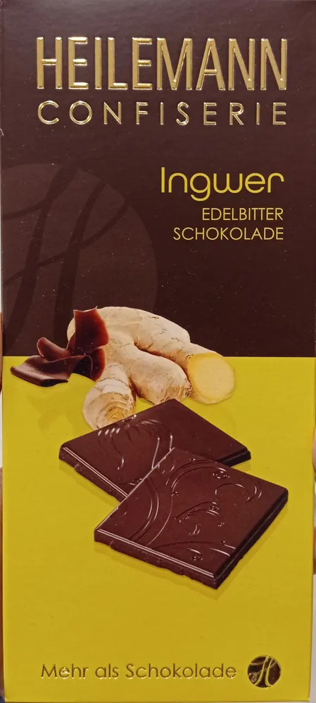 Edelbitter-Schokolade mit Ingwergeschmack