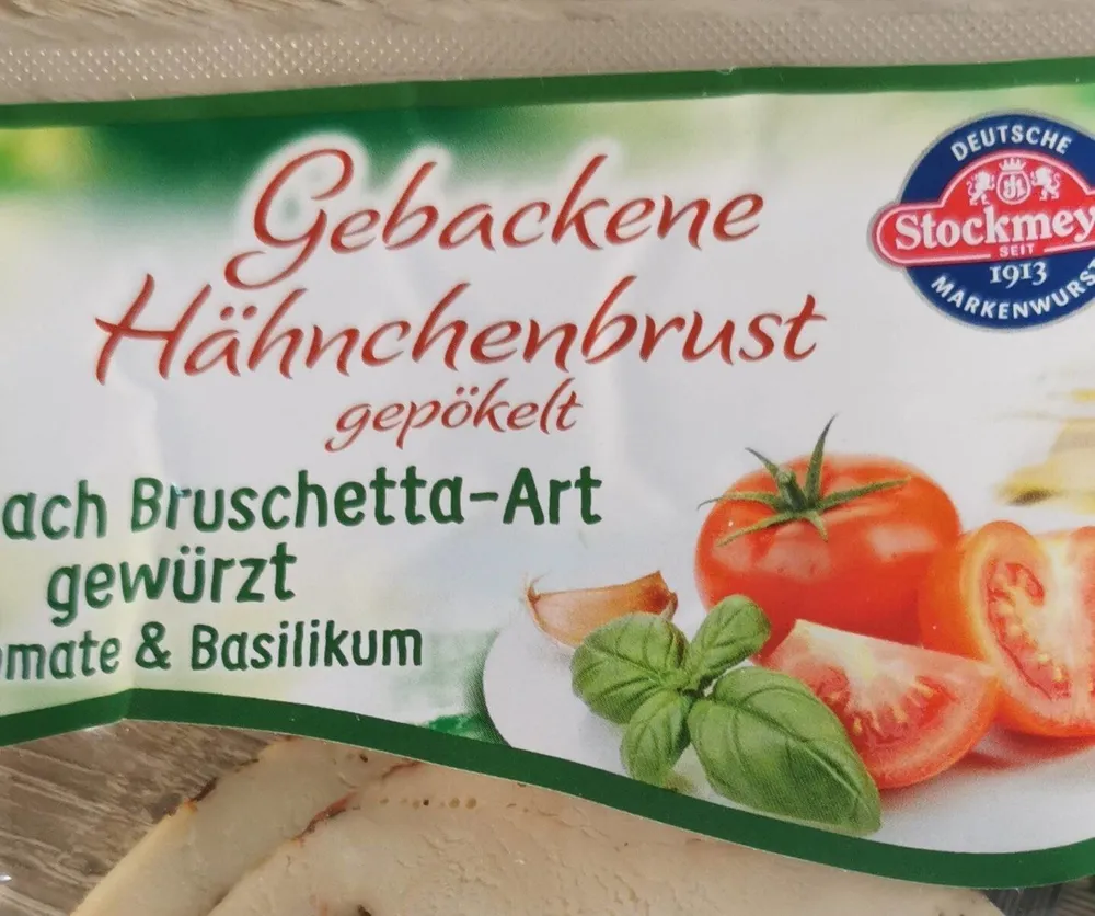 Gebackene Hähnchenbrust gepökelt - Bruschetta-Art