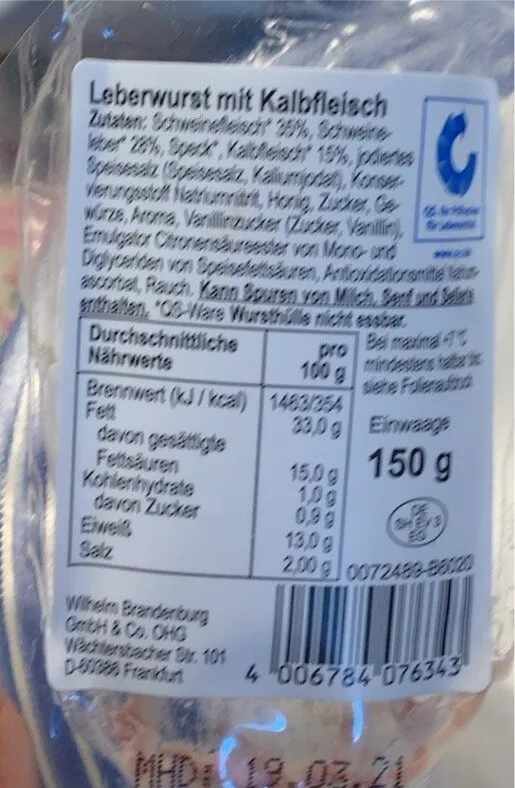 Kalbfleisch Leberwurst, Lecker