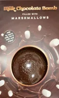 Milk chocolate bomb filled with marshmallows