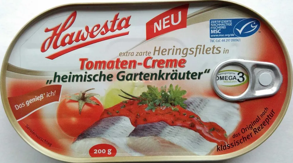 Heringsfilets in Tomaten-Creme "heimische Gartenkräuter"