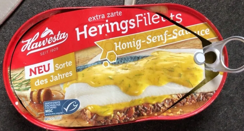 Heringsfilet in Honig-Senf Sauce