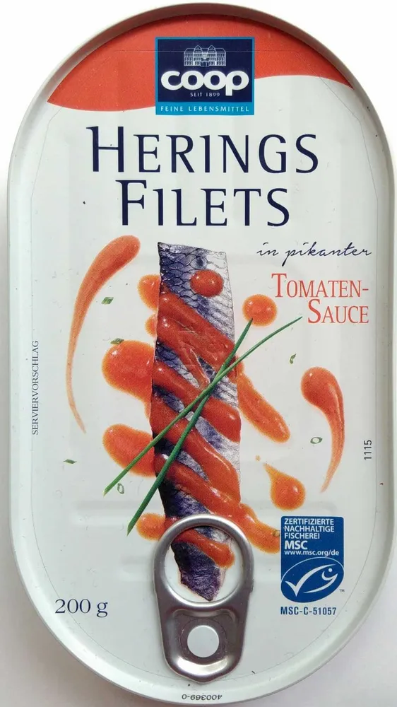 Heringsfilets in pikanter Tomatensauce