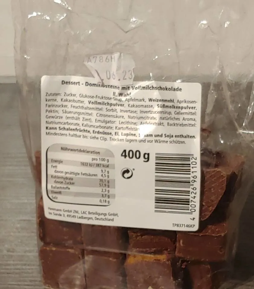 Dessert - Dominosteine mit Vollmilchschokolade