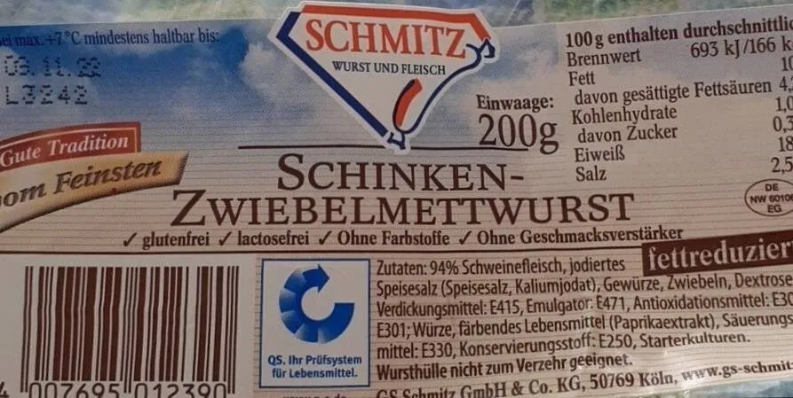 Schinken-Zwiebelmettwurst