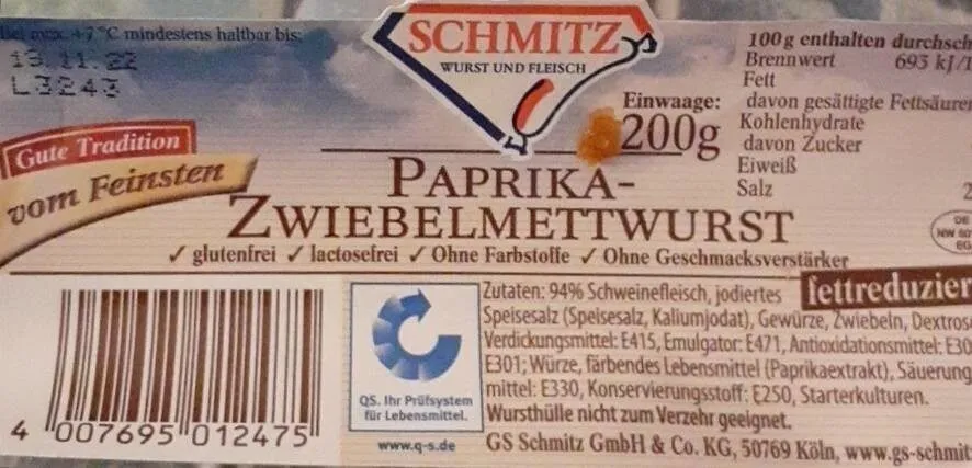 Paprika-Zwiebelmettwurst