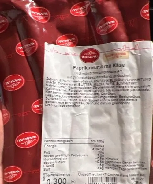 Paprikawurst mit käse