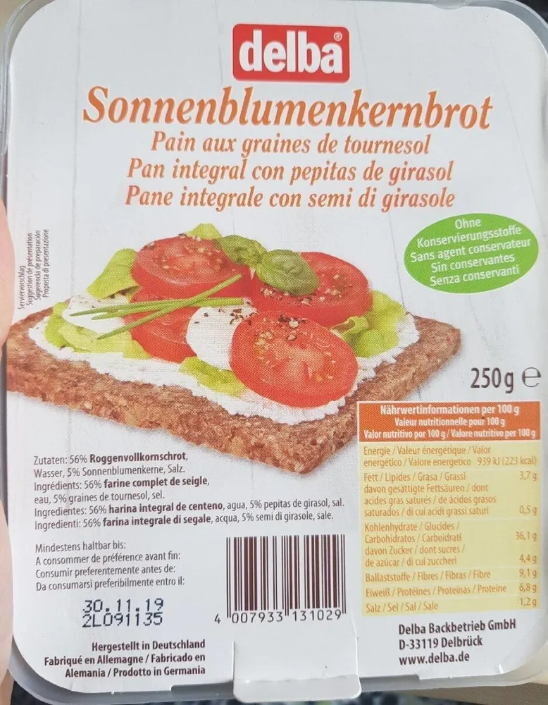 Delba sonnenblumenkernbrot imp