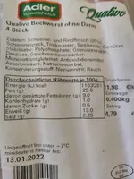 Qualivo Bockwurst ohne Darm 4 Stück