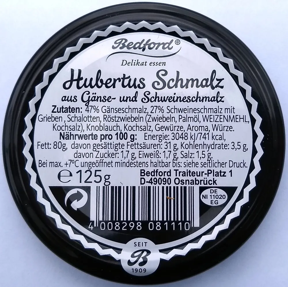 Hubertus Schmalz aus Gänse- und Schweineschmalz