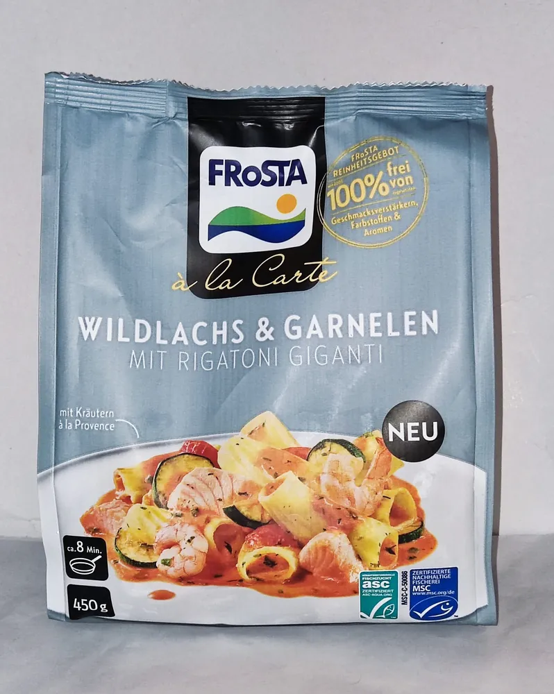Frosta à la Carte - Wildlachs & Garnelen mit Rigatoni Giganti