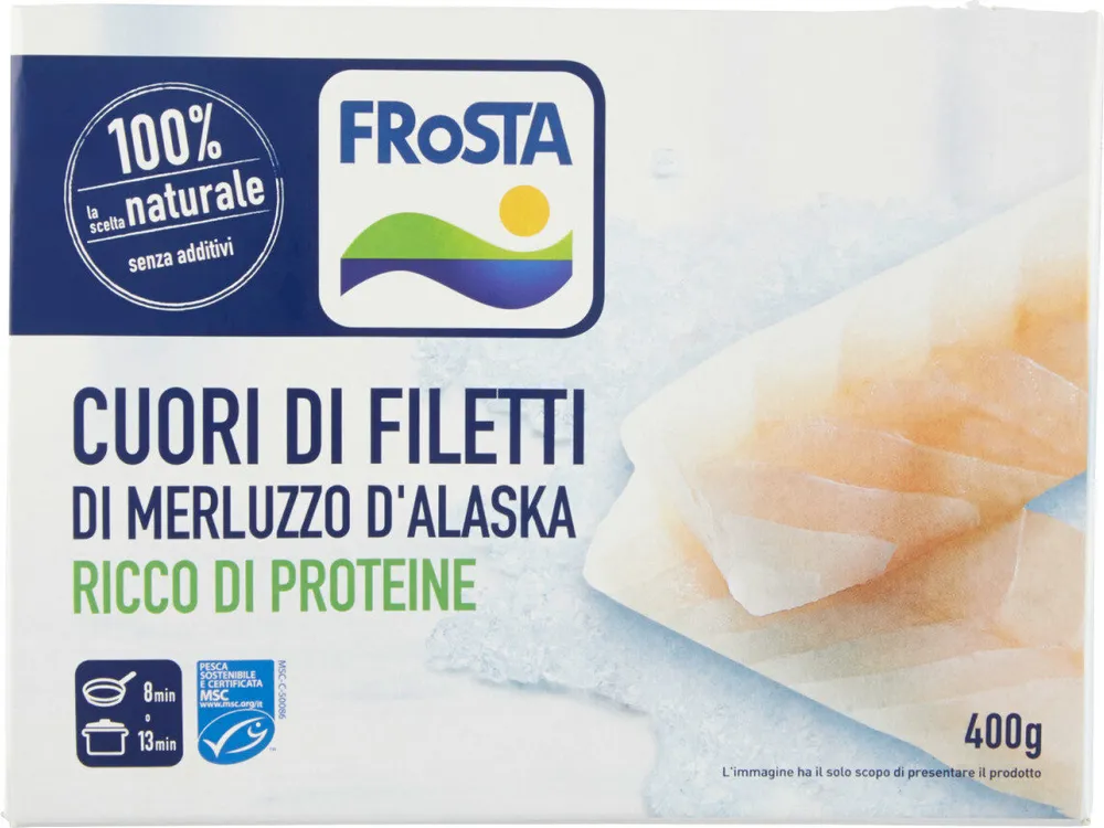 Cuori di filetti di merluzzo d'alaska ricco dIGProteine