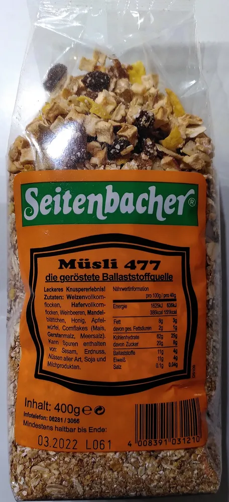 Seitenbacher Müsli 477 die geröstete Eiweißquelle