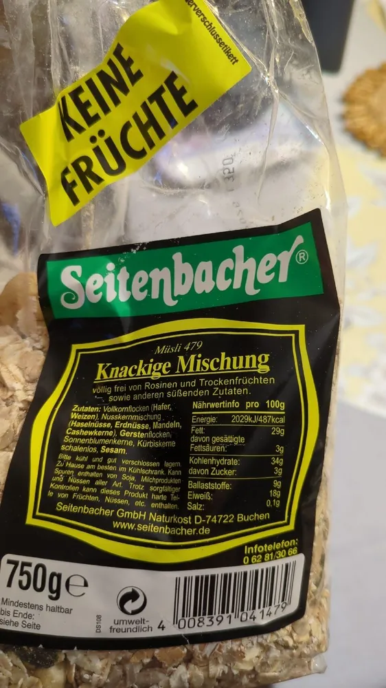 Seitenbacher Müsli 479, Knackige Mischung Ohne Süß...