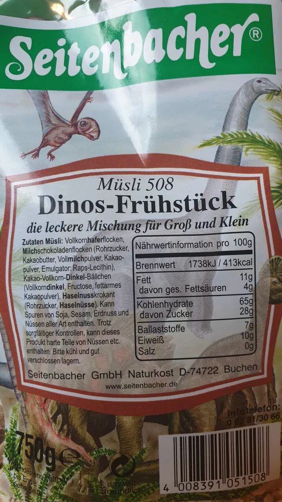 Müsli 508 Dinos Frühstück