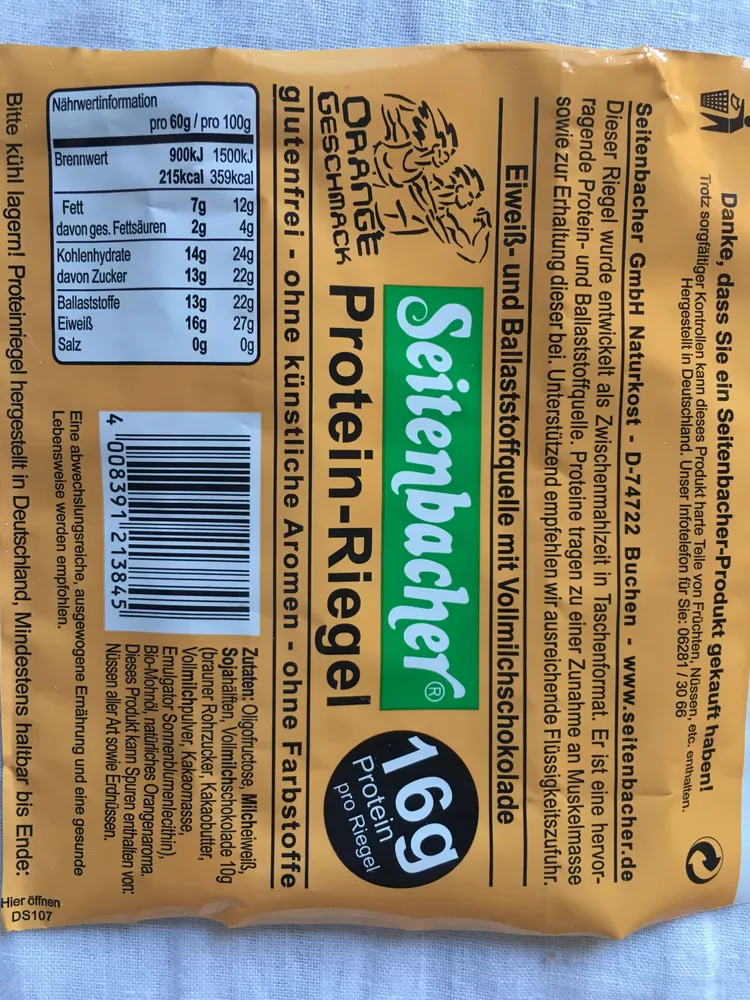Protein-Riegel Orange Geschmack