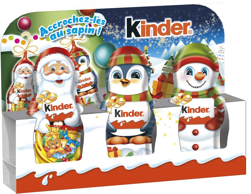 Kinder mini moulage confiserie en forme de personnage recouverte de chocolat superieur au lait 15gx3