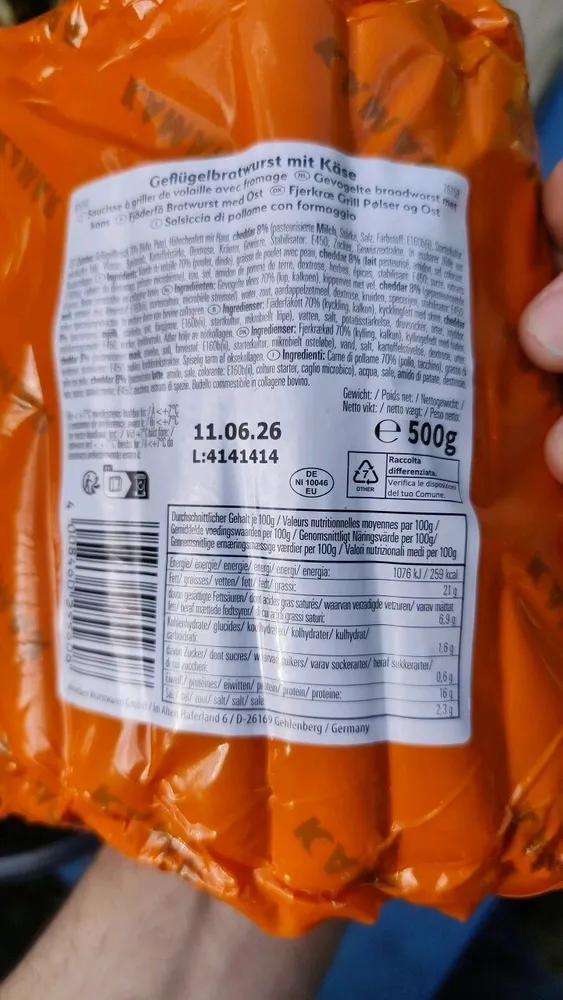 Geflügelbratwurst mit Käse