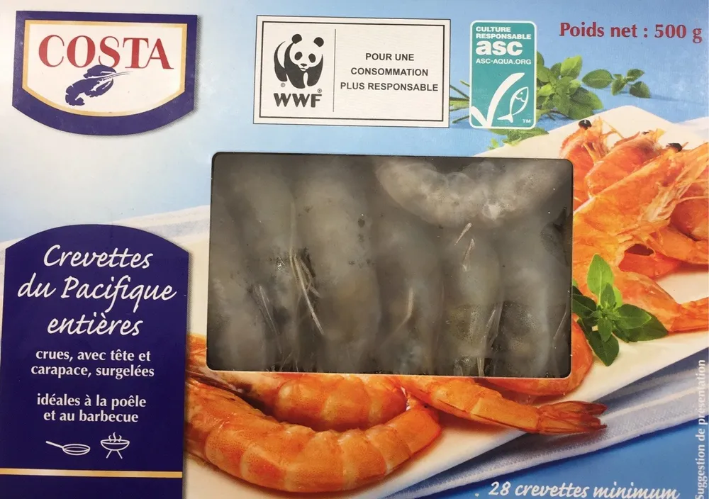 Crevettes du Pacifique entières Costa
