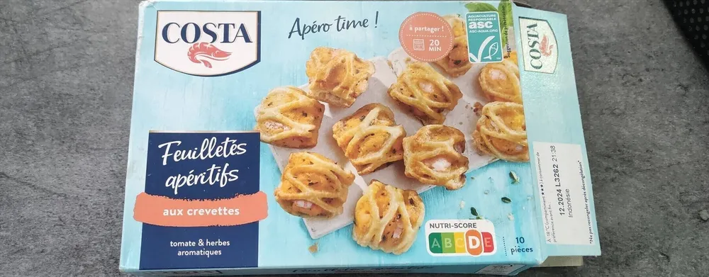 Feuilletés apéritifs aux crevettes