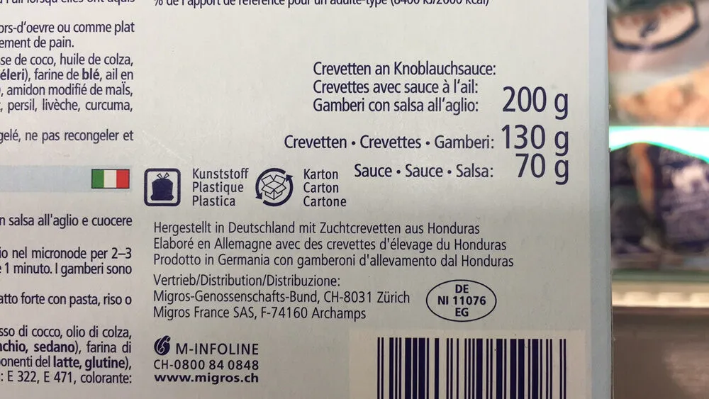 Crevettes avec sauce à l'ail