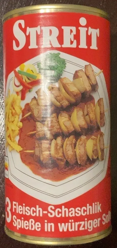 Schaschlik 3 Spieße/Dose in würziger Soße