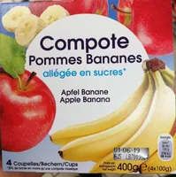 Compote pommes bananes allégée en sucre