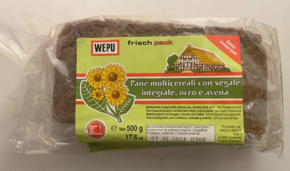 Pane multicereali con segale integrale orzo, e avena