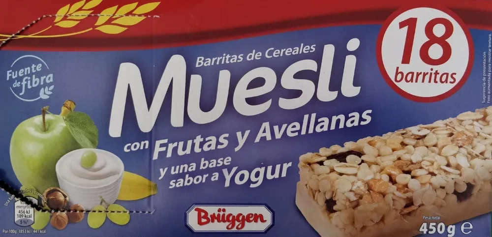 Barritas de cere. muesli + frutas, avellanas, base sabor yogur
