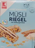 Weisse Schokolade Müsli Riegel mit Süssungsmittel