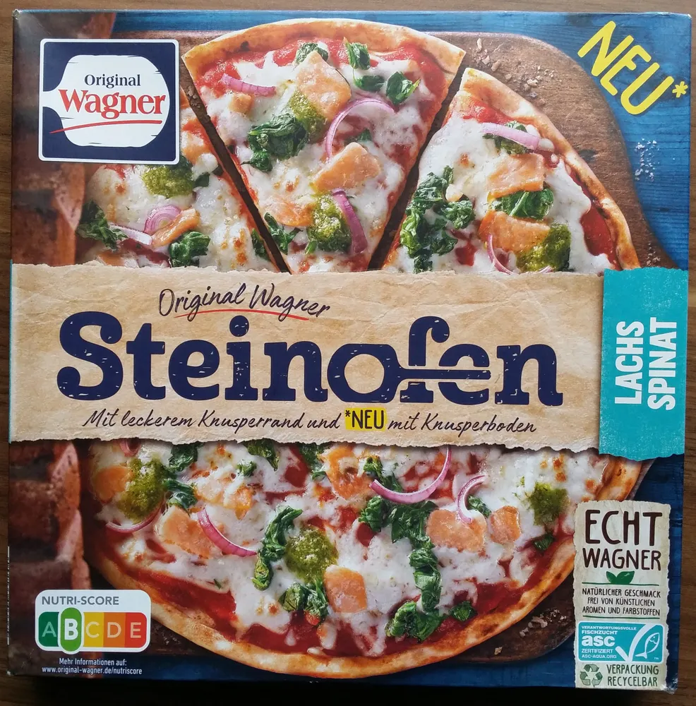 Steinofen Pizza Lachs Spinat