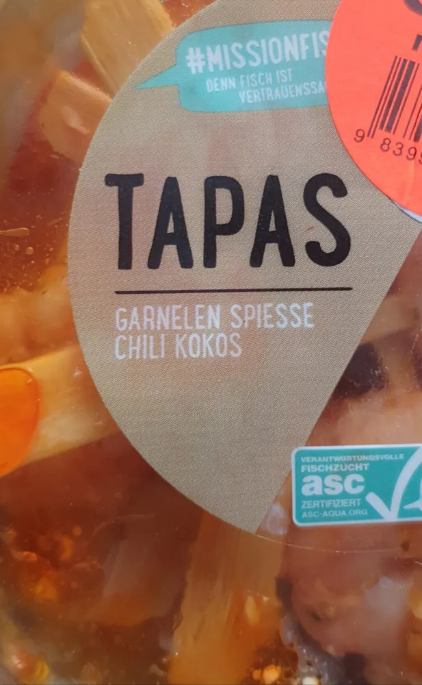 Tapas Garnelen Spiesse Chili Kokos