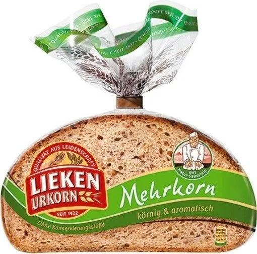 Lieken Urkorn Mehrkorn 4009249002338 Mehrkornbrot mit 38% Weizen, 13% Roggen- und 4,4% Haferanteil - Inhalt 500g