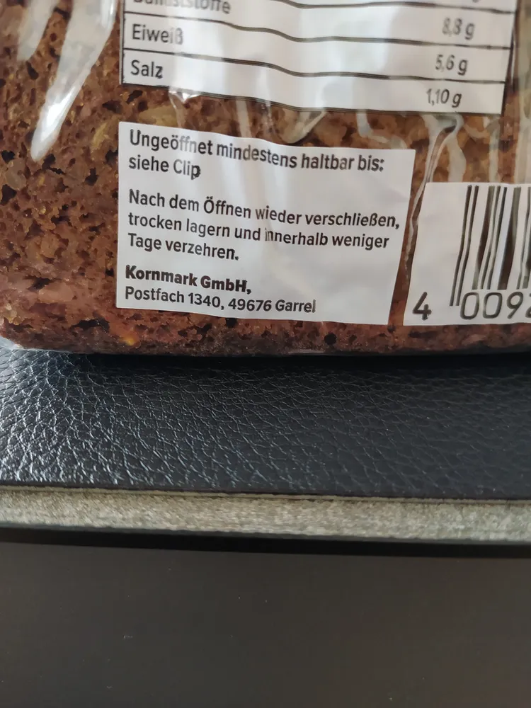 Kornmark Schinkenbrot, Vollkornbrot