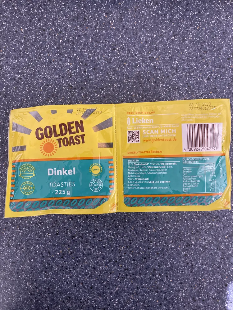 Dinkel Toasties (2x 2 Stück, 225 g; pro 2 Stück aufgeführt)
