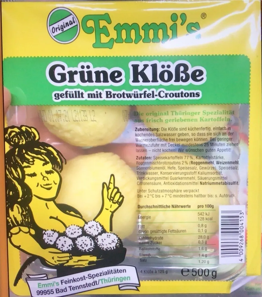 Grüne Klöße (gefüllt mit Brotwürfel-Croutons)
