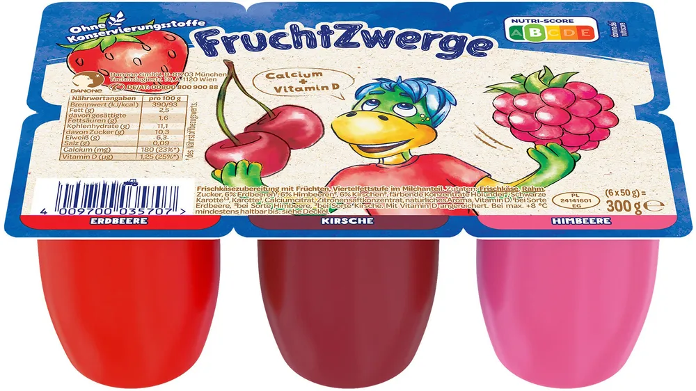 Danone FruchtZwerge Erdbeere/Himbeere/Kirsche 6 x 50g