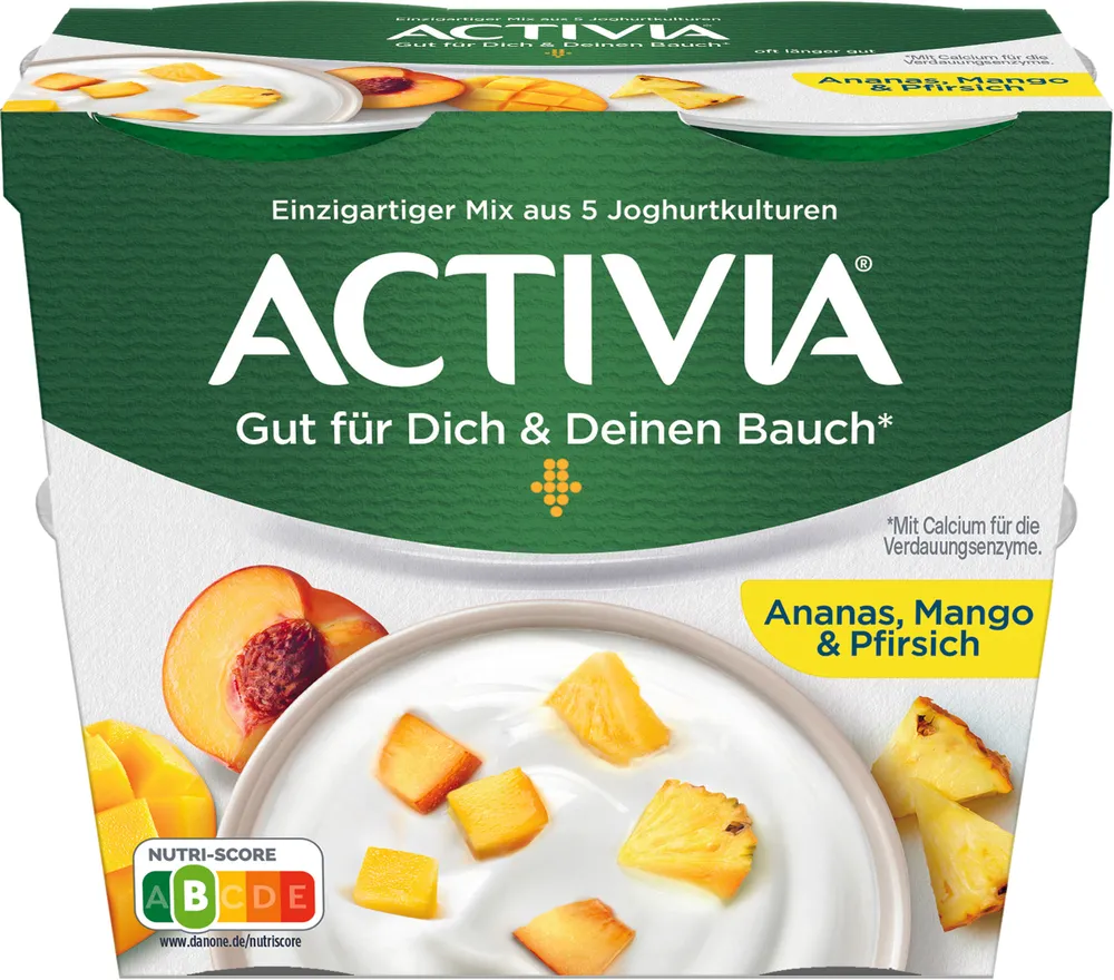 Danone ACTIVIA® Ananas, Mango & Pfirsich 3,5% 4 x 115g = 460g